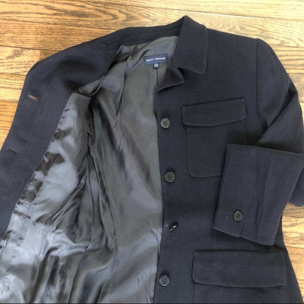 Adolfo Dominguez wool blazer Navy sz 6 - Picture 3 of 13